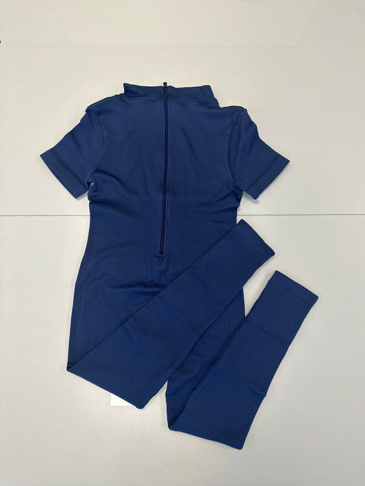 Macacão longo manguinha de zíper azul-  M