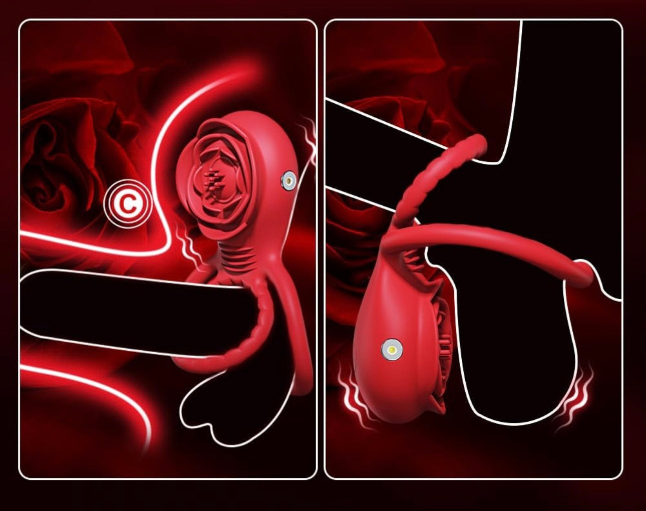 Rosa Vibrador - APP Casais Estimulador Clitoriano ,Anel Peniano , Anel Peniano Vibratório Treinador de Pênis com 10 Vibrações