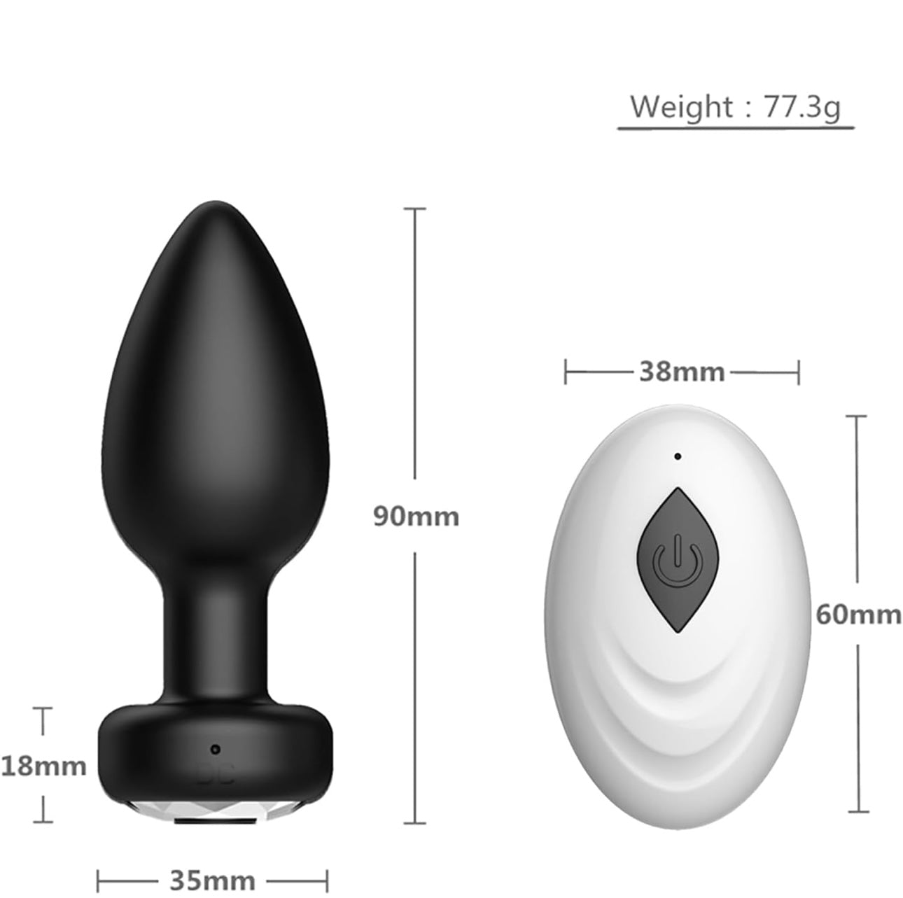 Plug An@l com controle remoto, anal vibratório 10 modos de vibração