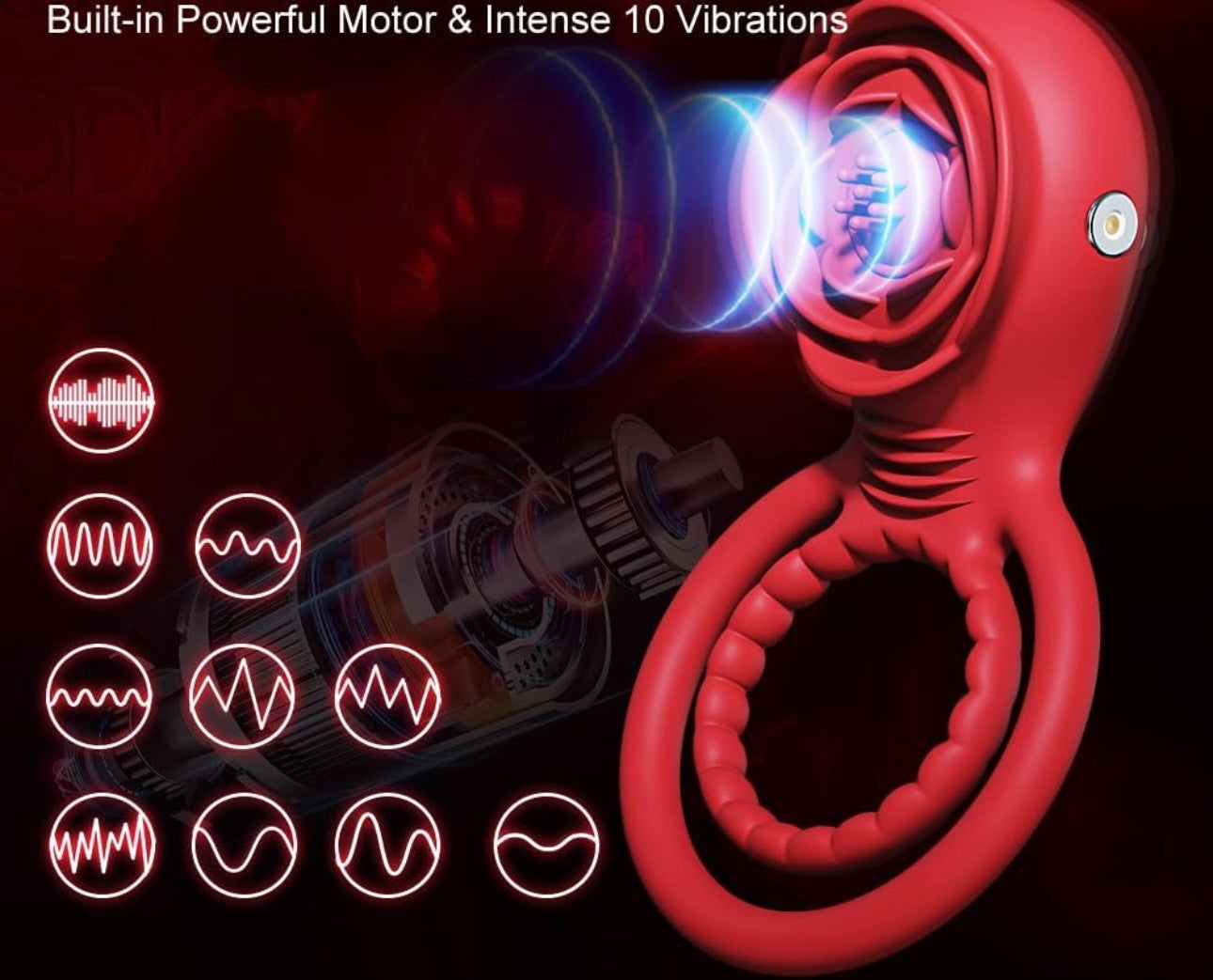 Rosa Vibrador - APP Casais Estimulador Clitoriano ,Anel Peniano , Anel Peniano Vibratório Treinador de Pênis com 10 Vibrações