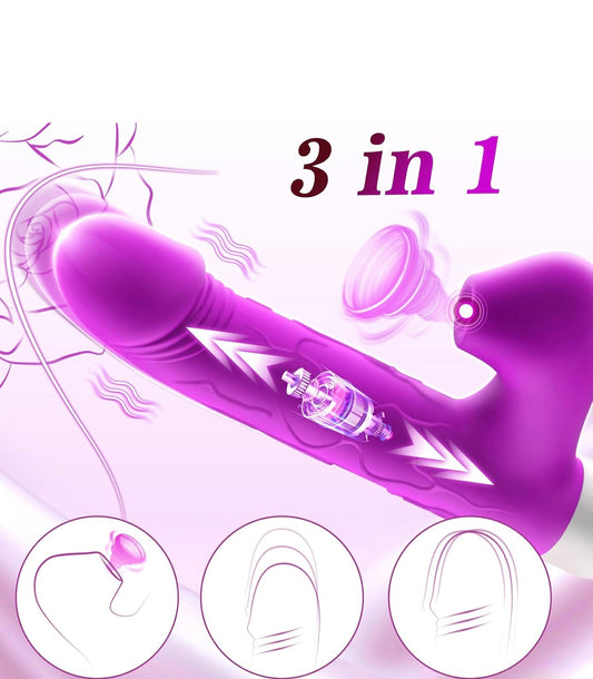 Vibrador de sucção  de impulso para mulheres, vibrador de ponto G/anal 10 modos de vibração de impulso e 3 modos de sucção 3 em 1 brinquedos