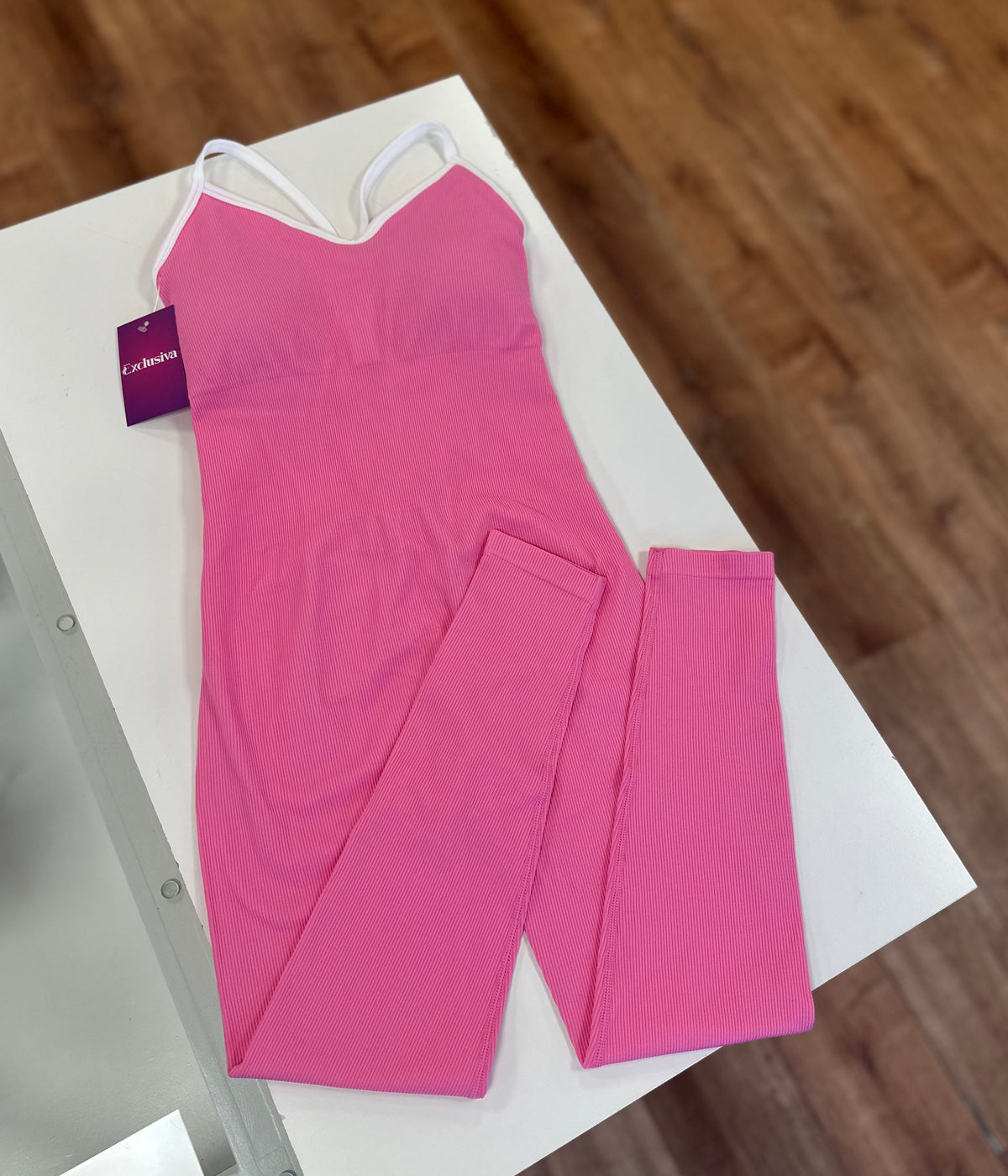 Macacão Fitness by Exclusiva com detalhe nas costas Rosa -G
