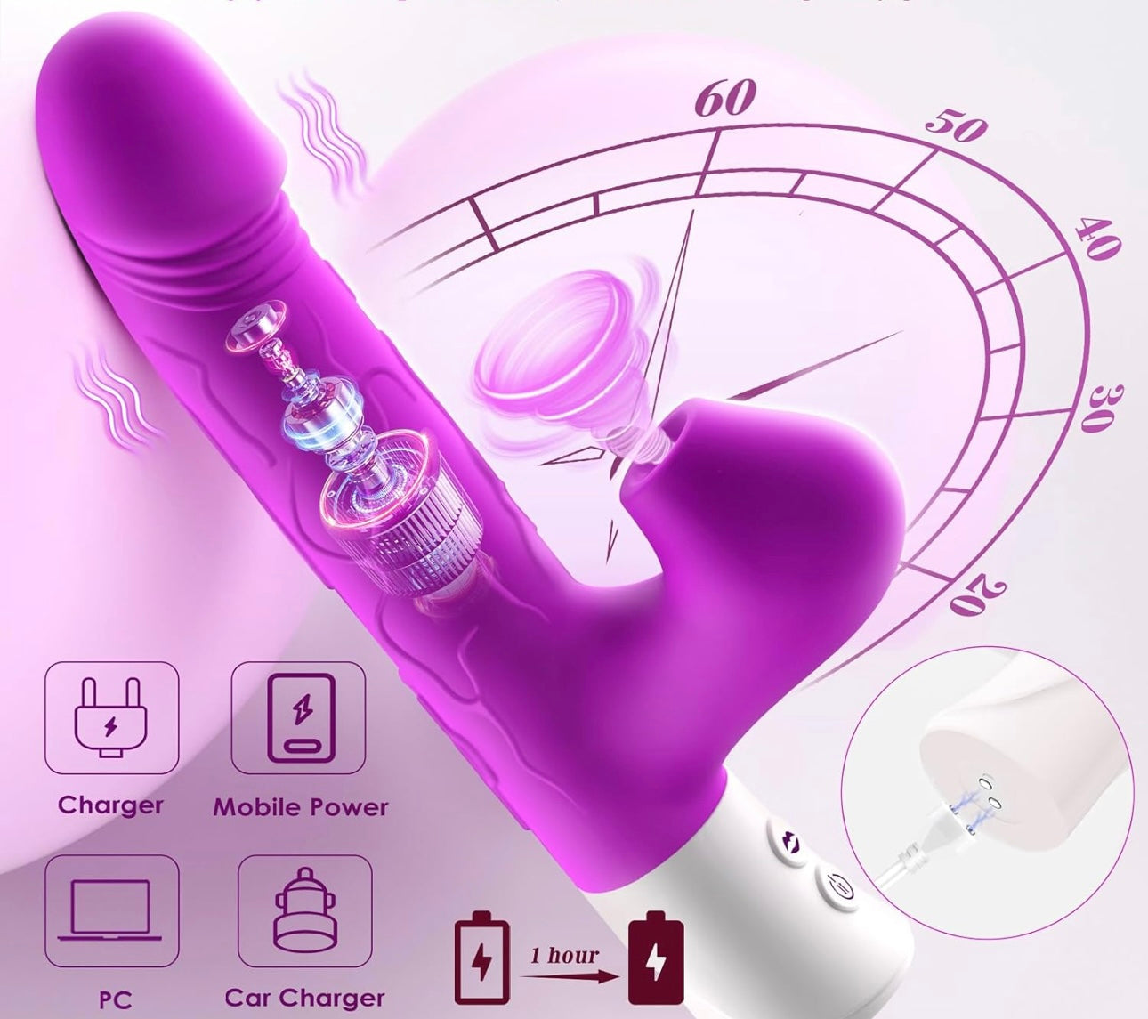 Vibrador de sucção de impulso para mulheres, vibrador de ponto G/anal 10 modos de vibração de impulso e 3 modos de sucção 3 em 1 brinquedos