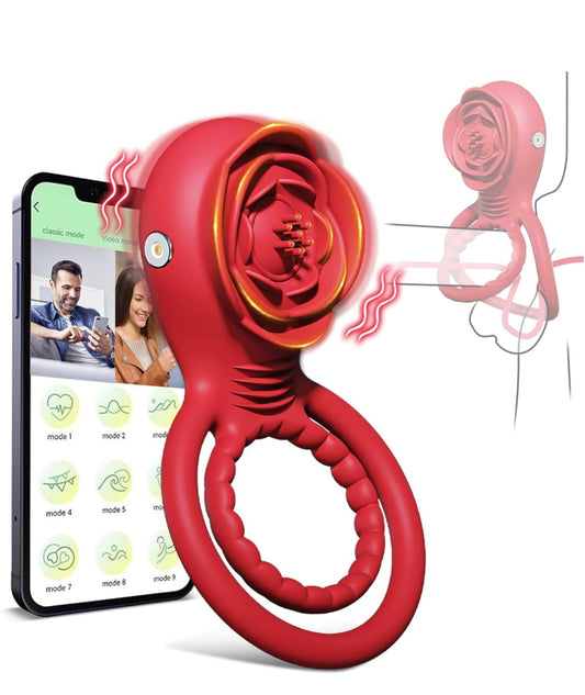 Rosa  Vibrador - APP Casais Estimulador Clitoriano ,Anel Peniano , Anel Peniano Vibratório Treinador de Pênis com 10 Vibrações