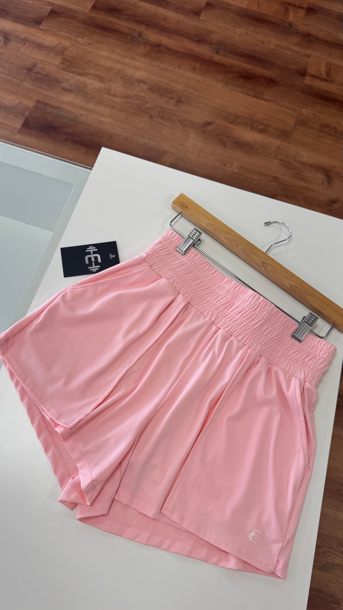 Short saia com sobreposição Fitness Rosa bebê - G