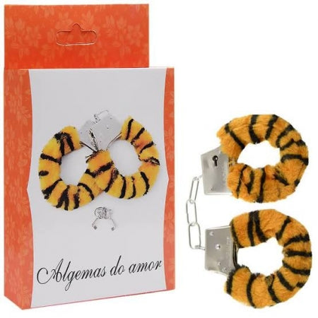 ALGEMA DE METAL PELÚCIA REVESTIDA ONÇA FUR LOVE CUFFS SEXY IMPORT