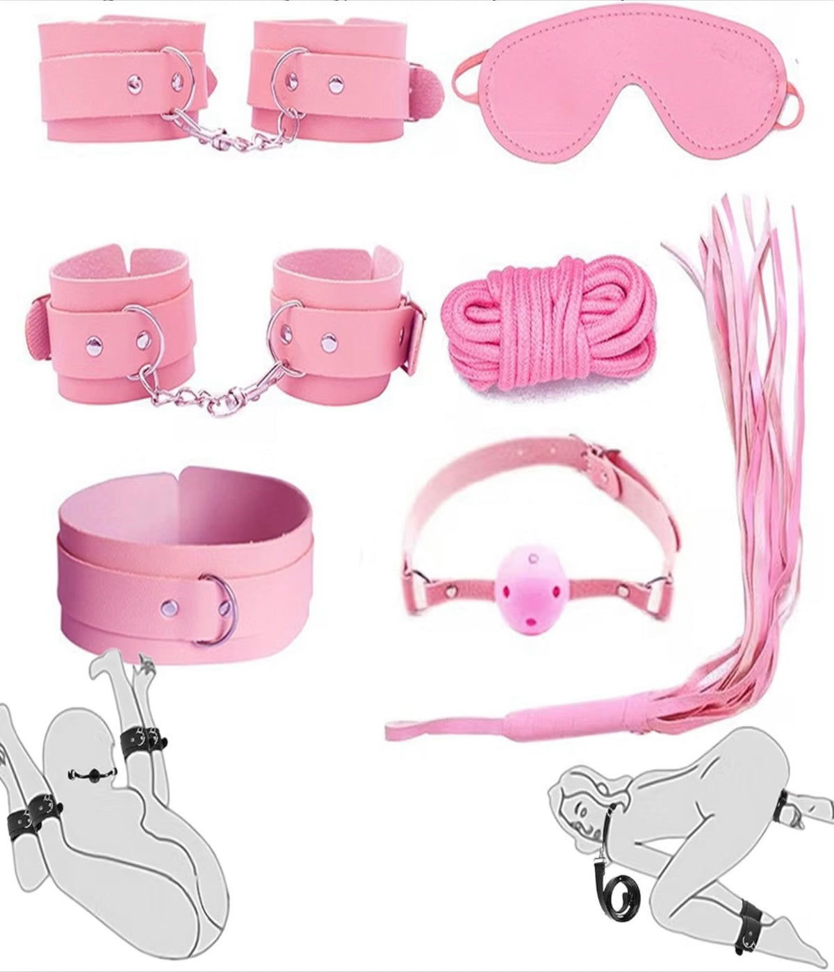 Kit BDSM Rosa 7 peças