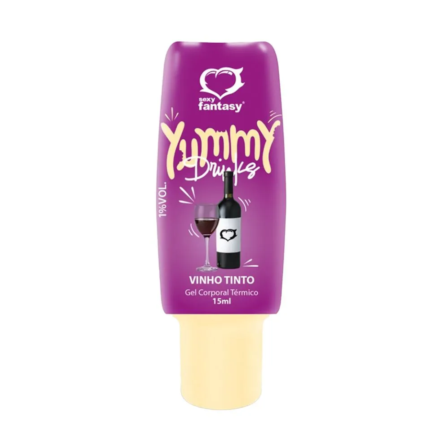 Yummy Drinks Gel Beijável 15 Ml Vinho Tinto .