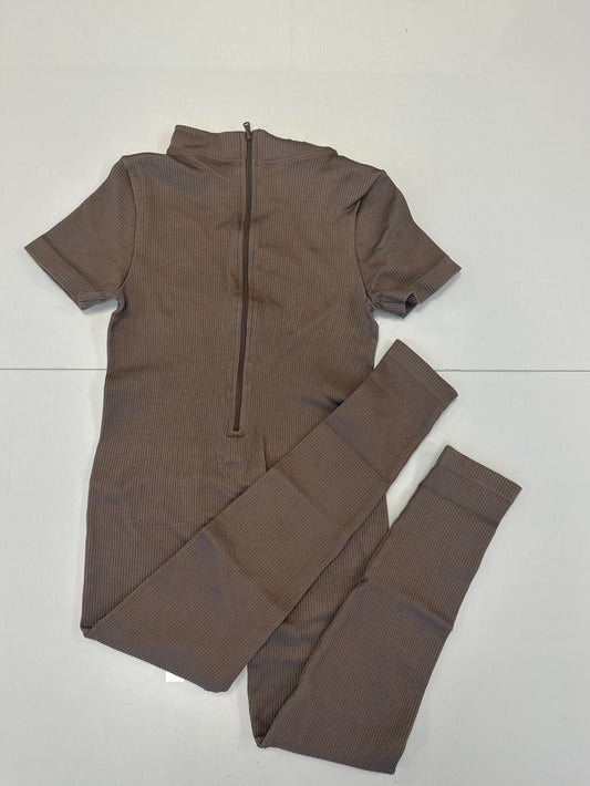 Macacão longo manguinha zíper caqui- G