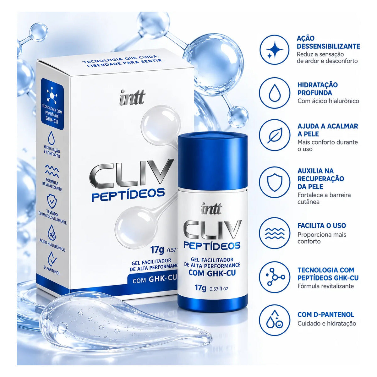 Gel Dessensibilizante Conforto Anal Cliv Peptídeos Intt 17g