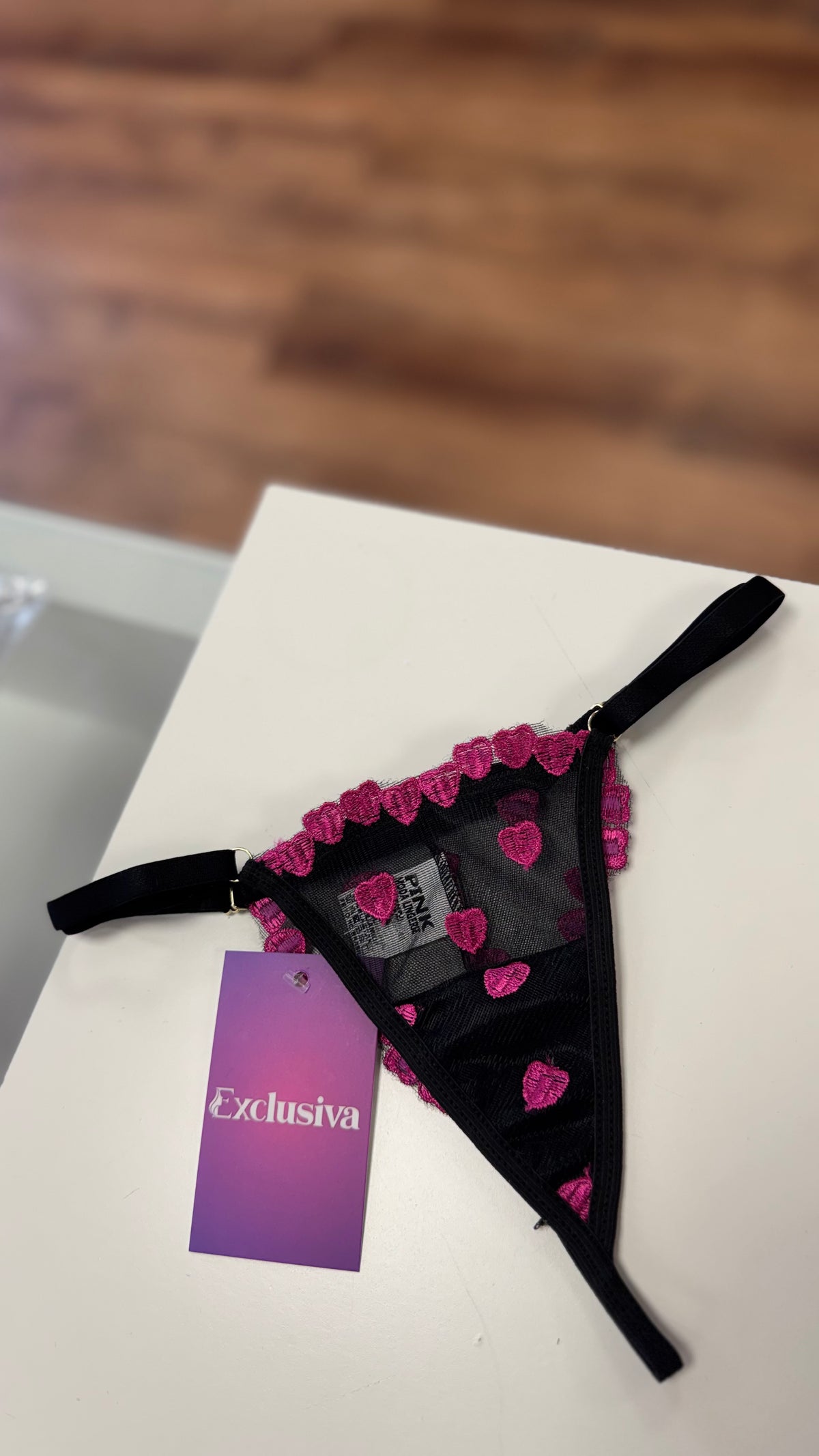 Calcinha Personalizável Corações- PRETO Tamanho Único