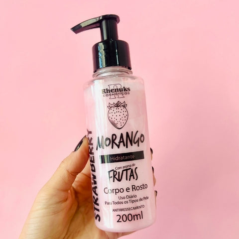 Loção Hidratante Corpo Rosto Morango Antiressecamento Rhenuks 200m