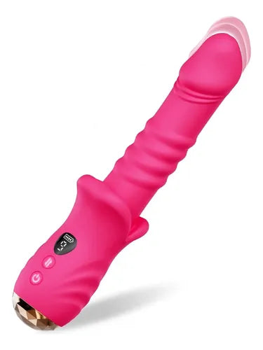 Vibrador formato de boca com movimentação de empurrão