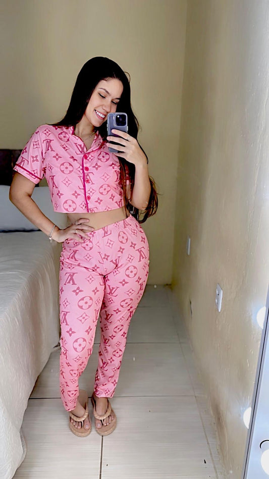 Kit Pijama Calça e Cropped estampado M