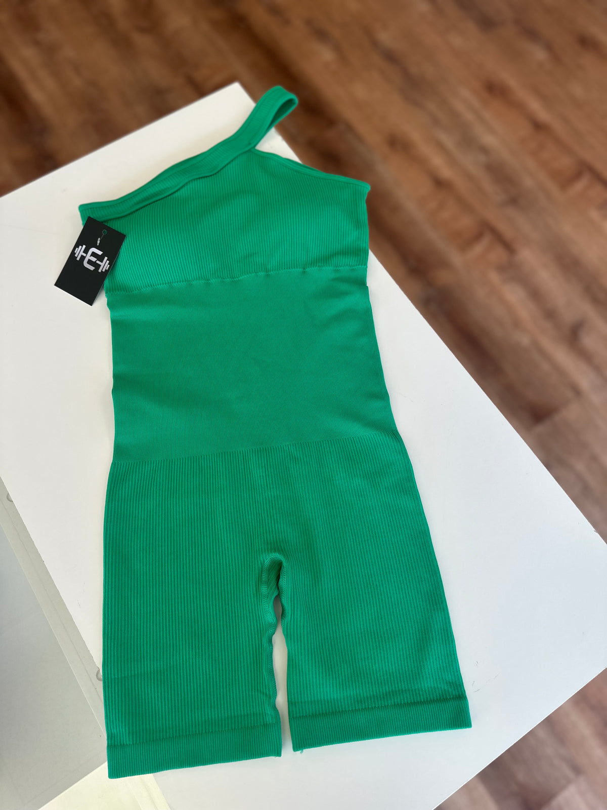 Macacão Fitness by Exclusiva um ombro só verde  - G