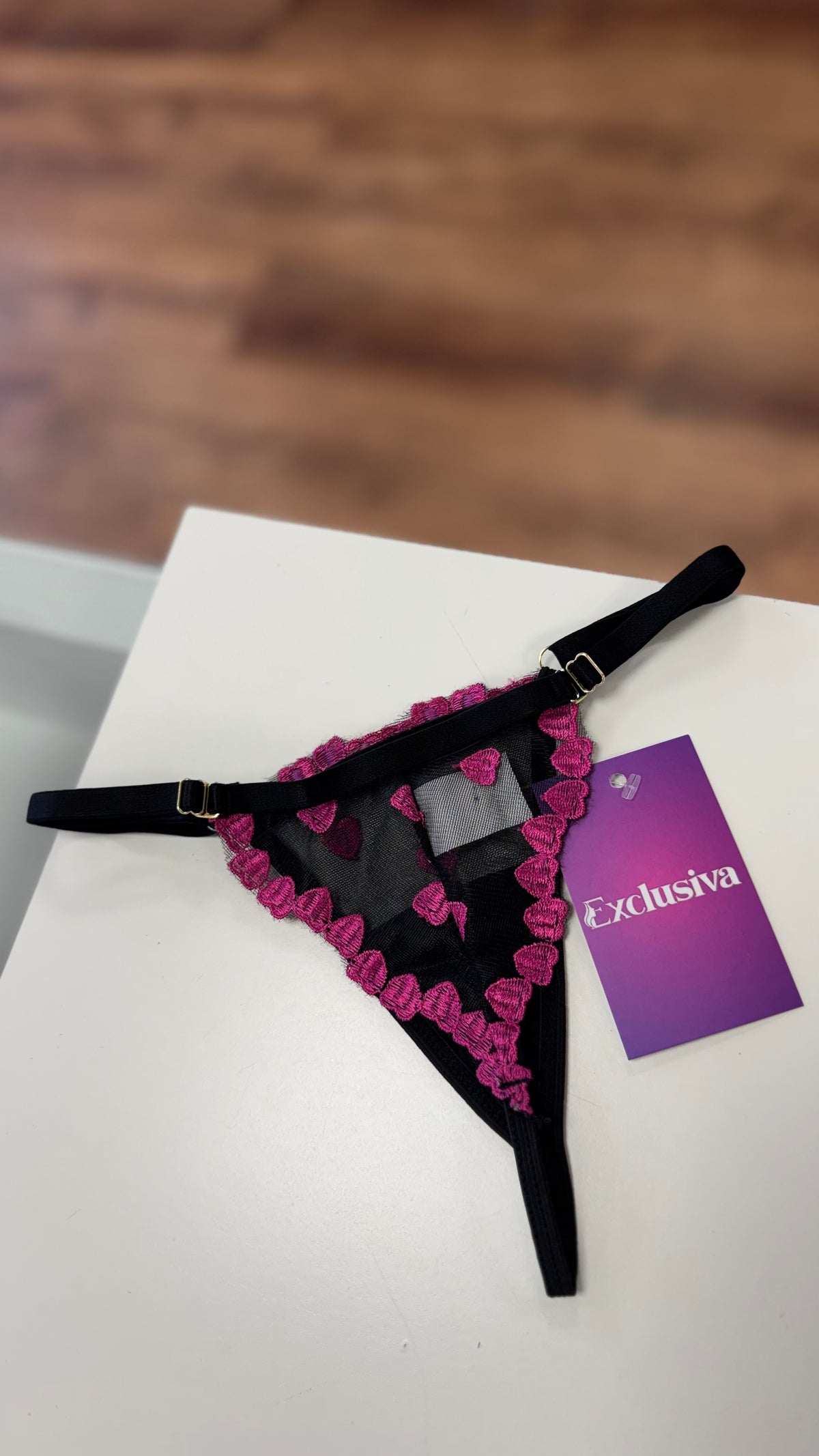 Calcinha Personalizável Corações- PRETO Tamanho Único