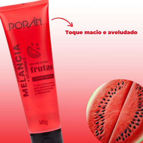 Sabonete Líquido Corpo Rosto Melancia Vitamina C Porán 145g