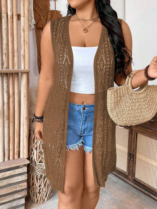 Cardigan Sem Mangas Vazado - tamanho único