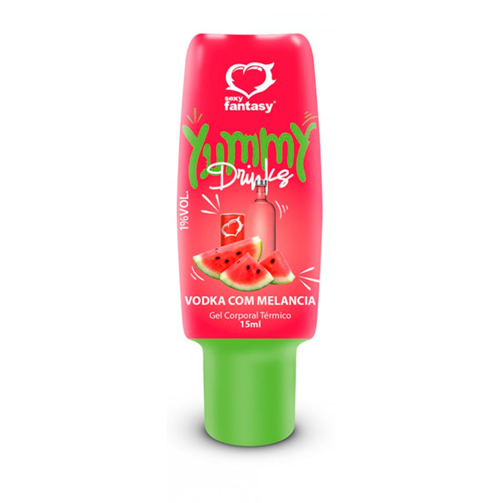 YUMMY DRINKS GEL COMESTÍVEL TÉRMICO 15ML VODKA com Melancia