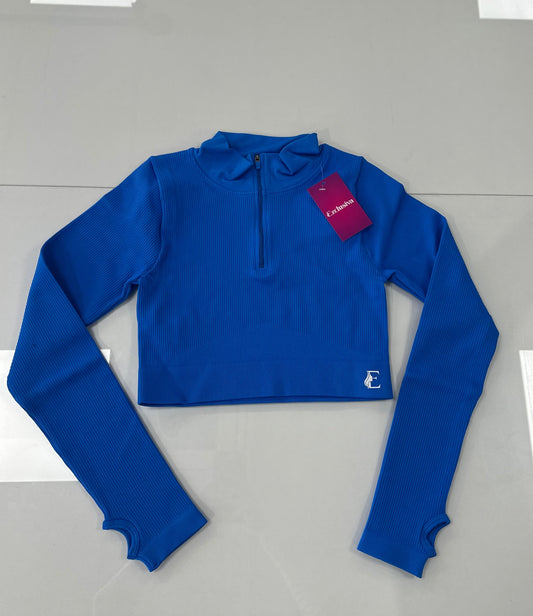 Cropped manga longa Azul G