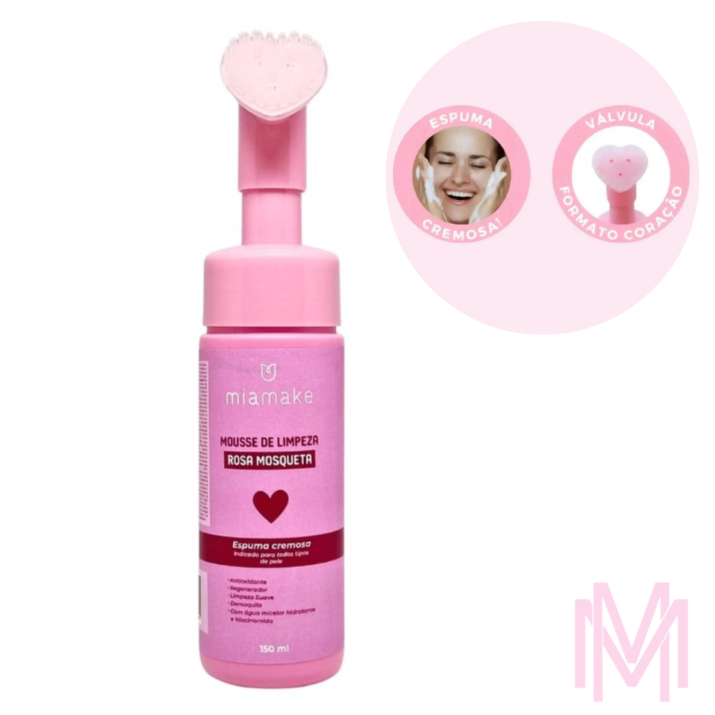 Mousse de Limpeza Facial Rosa Mosqueta- Mia Make